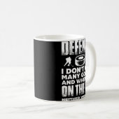 Eishockey-Spieler Goalie Verteidigung ich bekomme Kaffeetasse (VorderseiteRechts)