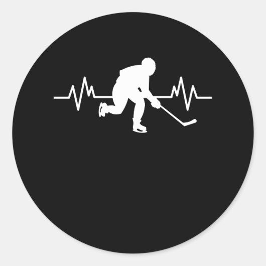 Eishockey-Spieler-Heartbeat Funny Sports-Geschenk Runder Aufkleber (Vorderseite)