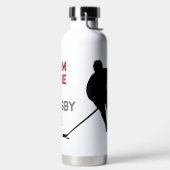 Eishockey-Spieler mit Team, Spielername und -numme Trinkflasche (links)