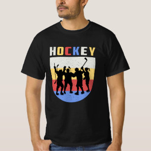 Eishockey Spieler Stick Team Puck Retro Funny Gesc T-Shirt