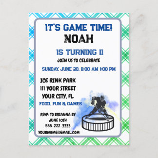 Eishockey-Spieler Thema Einladung Postkarte