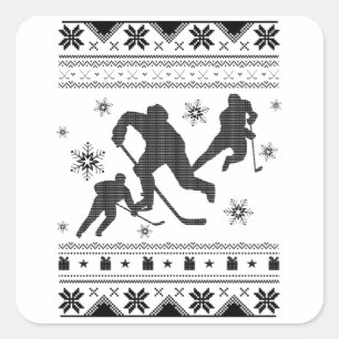 Eishockey-Spieler Uggy Weihnachten Hockey-Gesche Quadratischer Aufkleber