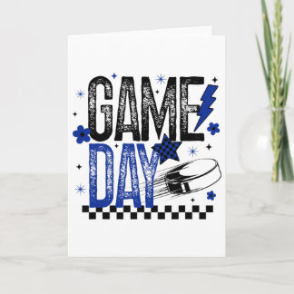 Eishockey-Spieltag Hockey-Mama Retro Blau Und Schw Karte