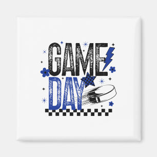 Eishockey-Spieltag Hockey-Mama Retro Blau Und Schw Magnet