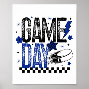 Eishockey-Spieltag Hockey-Mama Retro Blau Und Schw Poster
