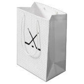 Eishockey Sticks Puck Net Team Trainer Mittlere Geschenktüte (Rückseite Schrägansicht)