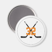 Eishockey Sticks Puck Player Nummer Team Color Magnet (Vorderseite/Rückseite)
