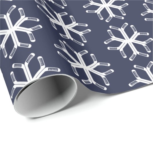 Eishockey Sticks Snowflake Muster Geschenkwrake Geschenkpapier (Rolleneckpunkt)
