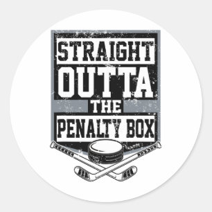 Eishockey Straight Outta The Penalty Box Lustig Pl Runder Aufkleber