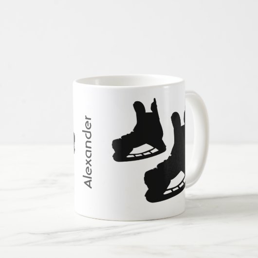 Eishockey-Tasse Skate Paare Schwarz-weiß Kaffeetasse (VorderseiteRechts)