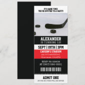Eishockey-Ticket Geburtstag Einladung (Vorne/Hinten)