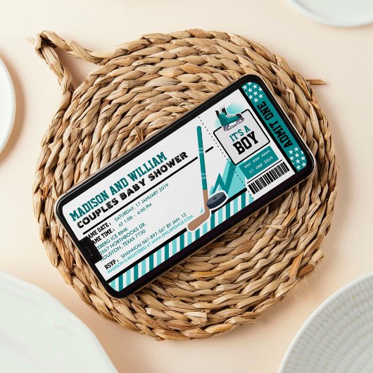 Eishockey Ticket Pass Kinderdusche Einladung