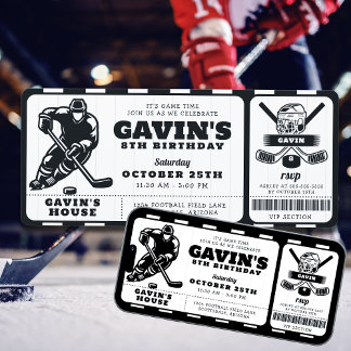 Eishockey Ticket Sport Editable Geburtstagsparty Einladung