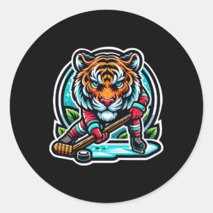 Eishockey-Tiger entfessle dein Gebrüll  Runder Aufkleber