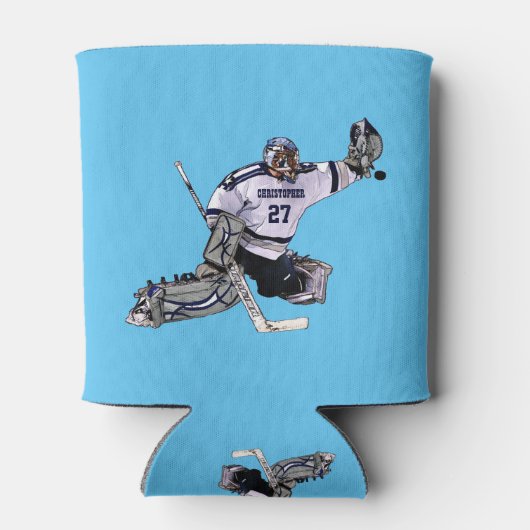 Eishockey-Torhüter mit Zeichnend Namen Dosenkühler (Rückseite)