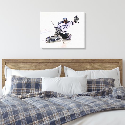 Eishockey-Torhüter mit Zeichnend Namen Leinwanddruck (Insitu (Schlafzimmer))