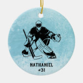 Eishockey-Torhüter-Monogramm Keramik Ornament (Vorne)