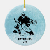 Eishockey-Torhüter-Monogramm Keramik Ornament (Hinten)