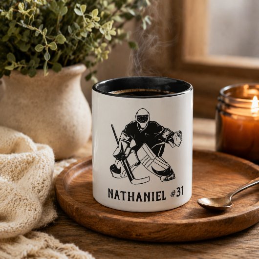 Eishockey-Torhüter-Monogramm Tasse