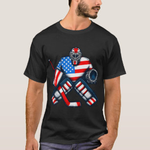 Eishockey-Torhüter-Spieler USA-Flagge Vintage T-Shirt