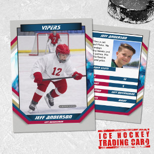 Eishockey-Trading-Card in Cool Red Blue Gray Visitenkarte