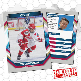 Eishockey-Trading-Card in Cool Red Blue Gray Visitenkarte