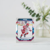 Eishockey-Trading-Card in Cool Red Blue Gray Visitenkarte (Stehend Vorderseite)