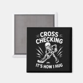 Eishockey-Trainer-Spieler, Cross-Checking So bin i Magnet (Vorderseite/Rückseite)
