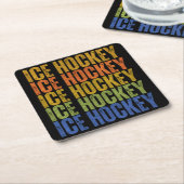 Eishockey-Typografie Rechteckiger Pappuntersetzer (angewinkelt)