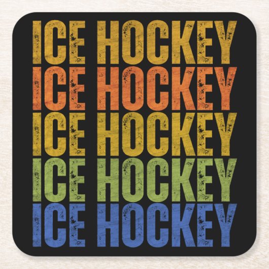 Eishockey-Typografie Rechteckiger Pappuntersetzer (Vorderseite)