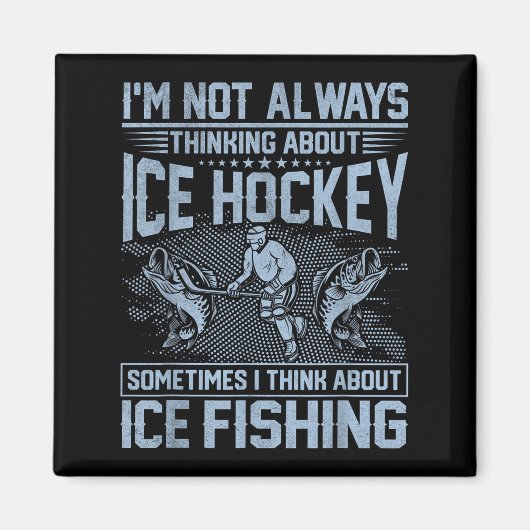 Eishockey und Eisfischen Spaß Fischer Magnet (Vorne)