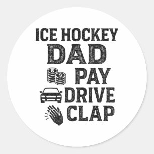 Eishockey-Vater Pay Drive Klatschen Lustiger Vater Runder Aufkleber