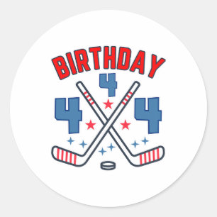 Eishockey vier Geburtstagskind 4. Party Jungen Alt Runder Aufkleber