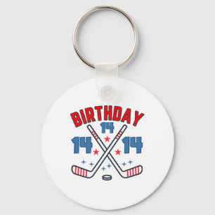 Eishockey Vierzehn Geburtstag Junge 14. Party Jung Schlüsselanhänger