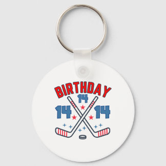 Eishockey Vierzehn Geburtstag Junge 14. Party Jung Schlüsselanhänger