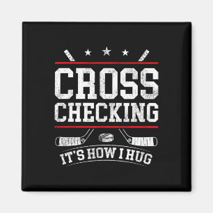 Eishockey Vintage Cross Checking So Umarme Ich  Magnet