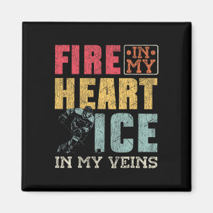 Eishockey Vintage Feuer In Meinem Herzen Eis In Me Magnet