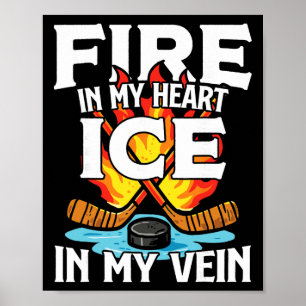 Eishockey Vintage Feuer In Meinem Herzen Eis In Me Poster