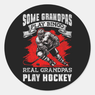 Eishockey Vintage Opa Einige Opas spielen Bing Runder Aufkleber