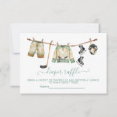 Eishockey-Wäscheleine Windeln-Raffelkarte Einladung (Vorderseite)