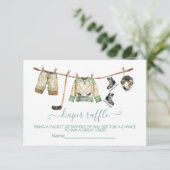 Eishockey-Wäscheleine Windeln-Raffelkarte Einladung (Stehend Vorderseite)