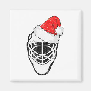 Eishockey-Weihnachten Lustiger Torwart-Santa-Hut H Magnet