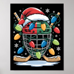 Eishockey Weihnachten Santa Xmas Lichter Hockey Li Poster