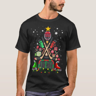 Eishockey Weihnachtsbaum Funny Xmas Pajama Hockey T-Shirt