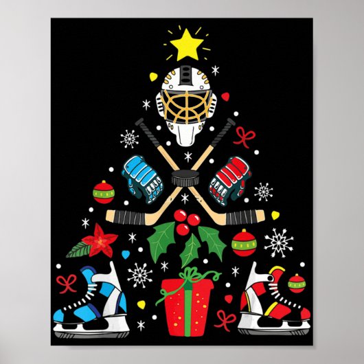 Eishockey Weihnachtsbaum Ornaments Spaß Weihnachte Poster (Vorne)