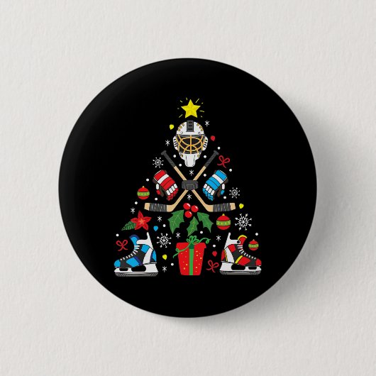 Eishockey Weihnachtsbaum Spaß Weihnachtsgeschenk B Button (Vorderseite)