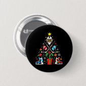 Eishockey Weihnachtsbaum Spaß Weihnachtsgeschenk B Button (Vorne & Hinten)