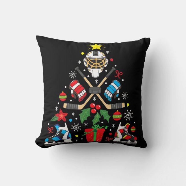 Eishockey Weihnachtsbaum Spaß Weihnachtsgeschenk B Kissen (Vorderseite)
