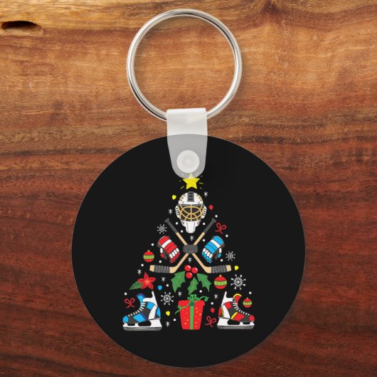Eishockey Weihnachtsbaum Spaß Weihnachtsgeschenk B Schlüsselanhänger (Vorderseite)