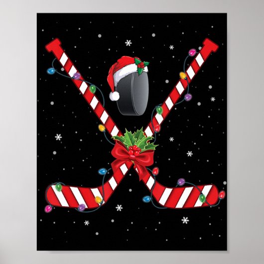 Eishockey Weihnachtscreme Candy Cane Hockey Poster (Vorne)